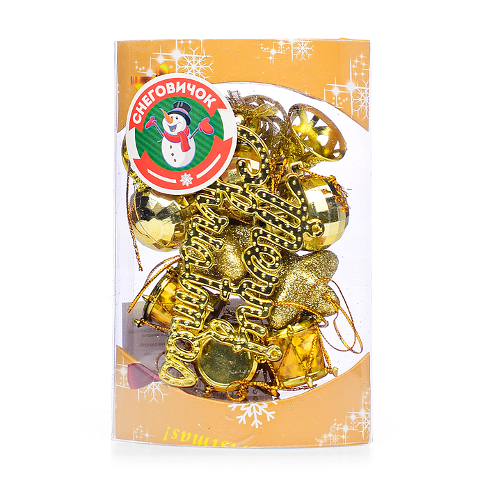 Фото к товару Набор новогодних украшений S2001-1 3см*13шт золото Набор новогодних украшений S2001-1 3см*13шт золото
