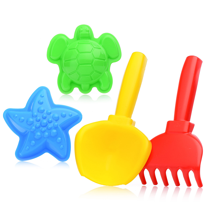 Песочный набор "Морской"( 2 формочки, совок,грабли) Песочный набор "Морской"( 2 формочки, совок,грабли)