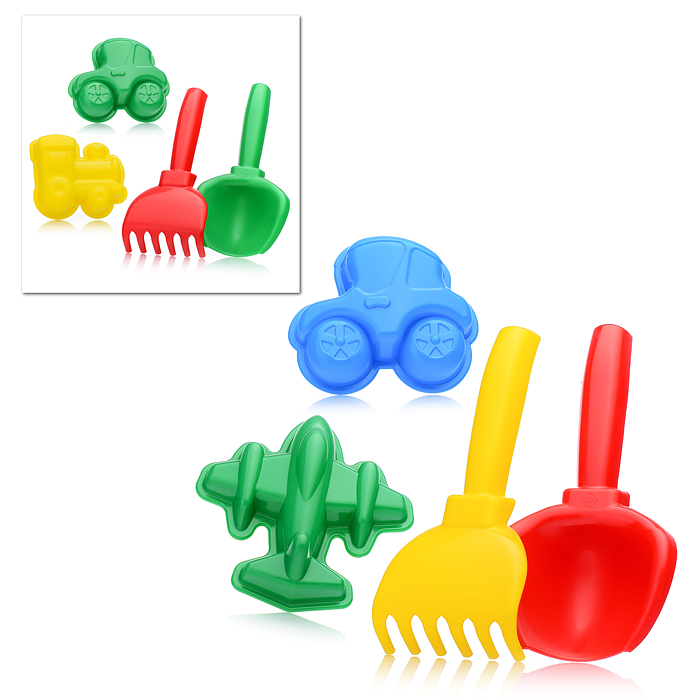 Песочный набор "Путешественник"( 2 формочки, совок, грабли) Песочный набор "Путешественник"( 2 формочки, совок, грабли)