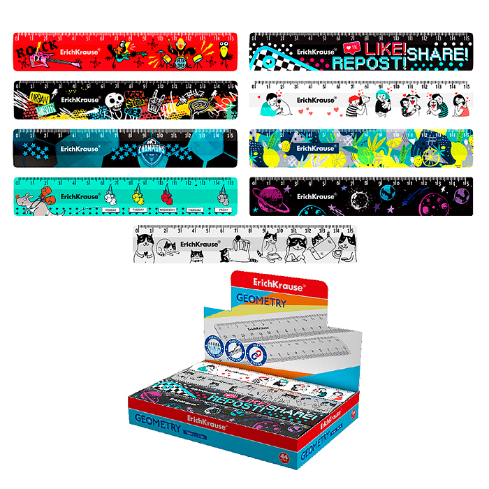 Линейка пластиковая 15см, ассорти для мальчиков Линейка пластиковая 15см, ассорти для мальчиков