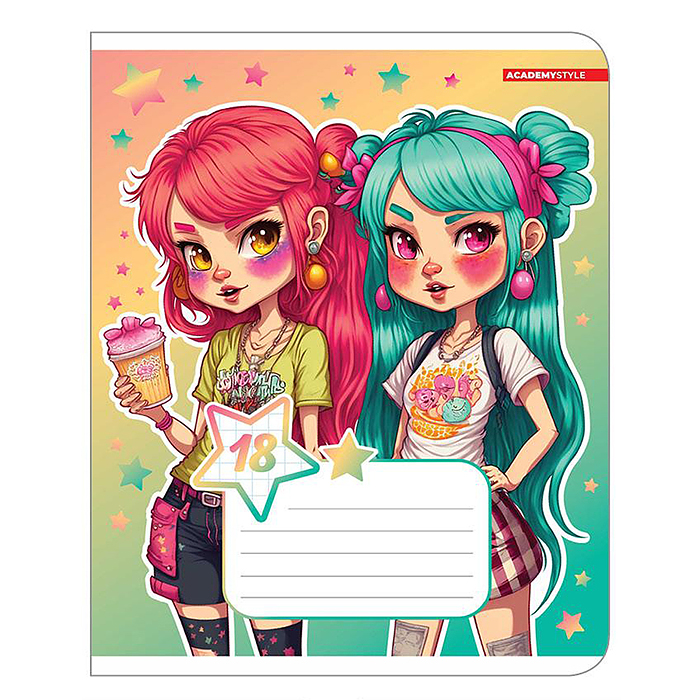 Тетрадь 18л., клетка "Подружки" А5