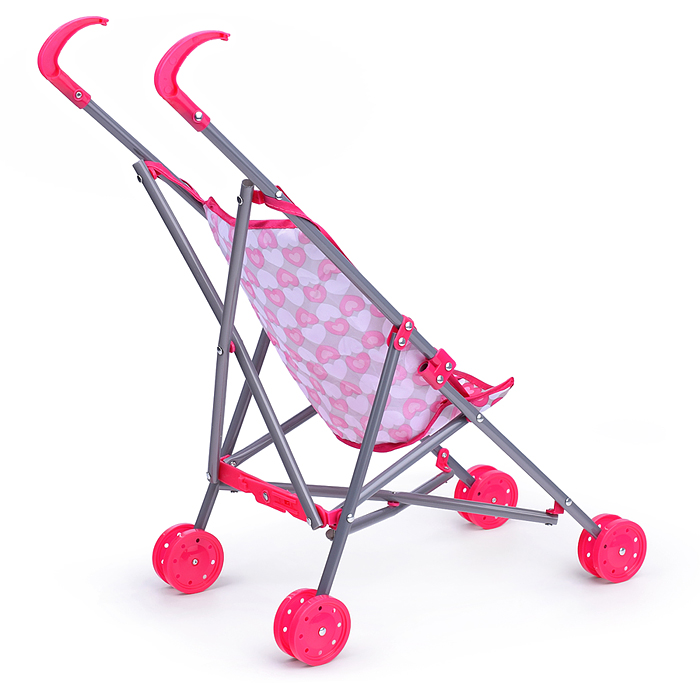 Коляска для кукол Y968-10 трость, прогулочная, цвет розовые сердечки