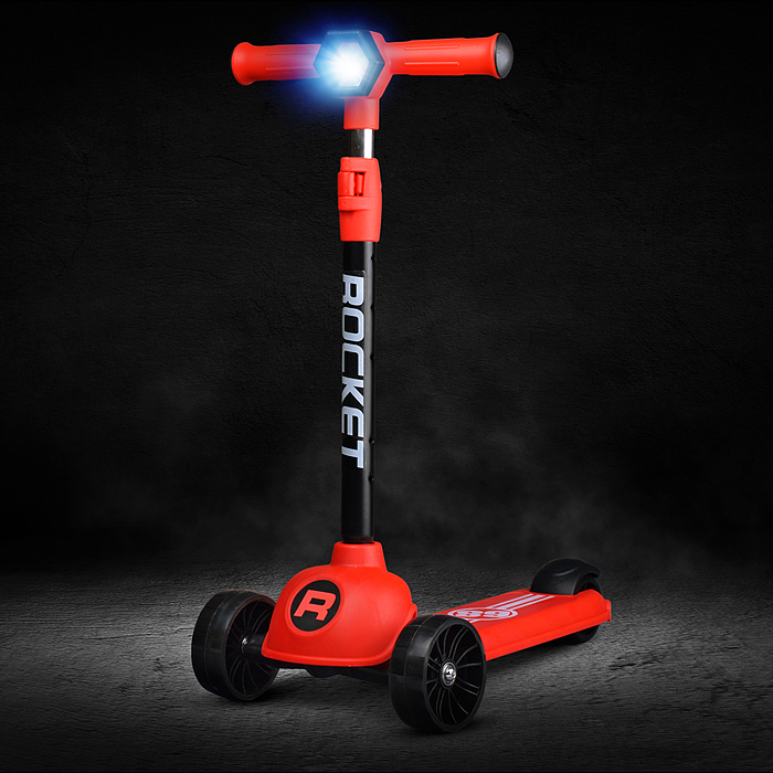 Фото к товару Самокат 3-х колесный ROCKET, красный Самокат 3-х колесный ROCKET, красный