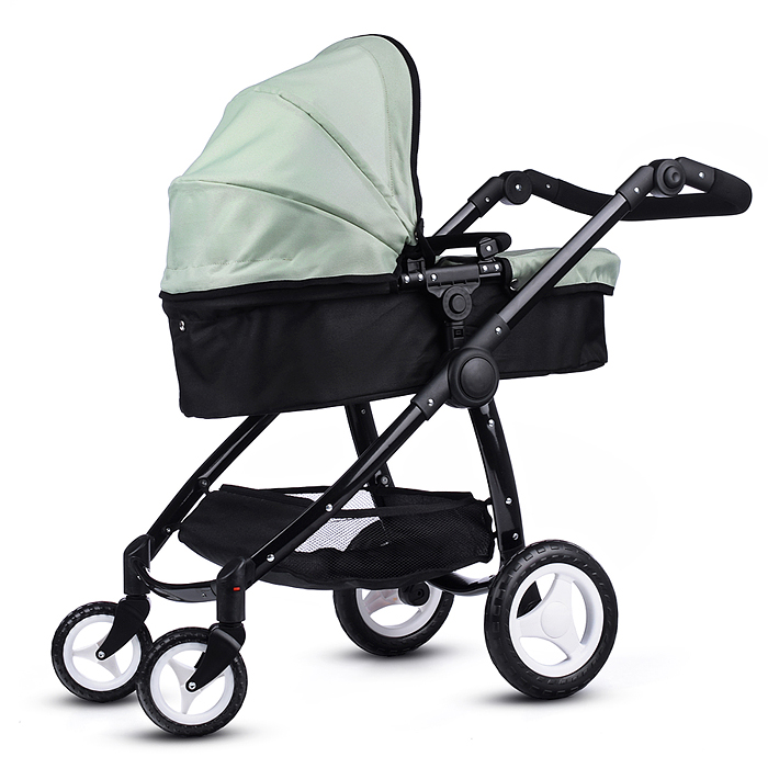 Фото к товару Коляска для кукол 9696 металлическая, цвет черно-зеленый, в пакете Коляска для кукол 9696 металлическая, цвет черно-зеленый, в пакете