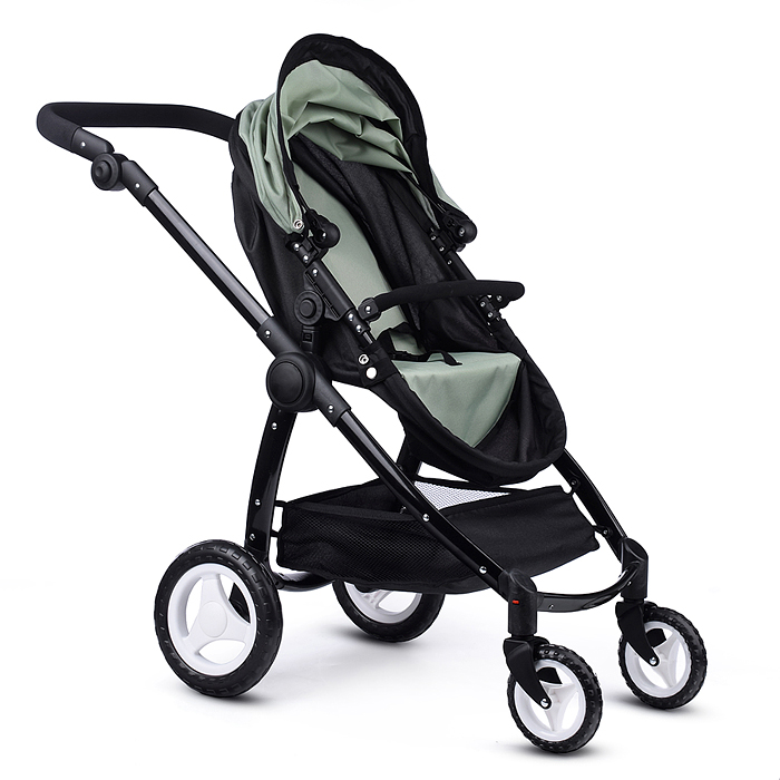 Фото к товару Коляска для кукол 9696 металлическая, цвет черно-зеленый, в пакете Коляска для кукол 9696 металлическая, цвет черно-зеленый, в пакете