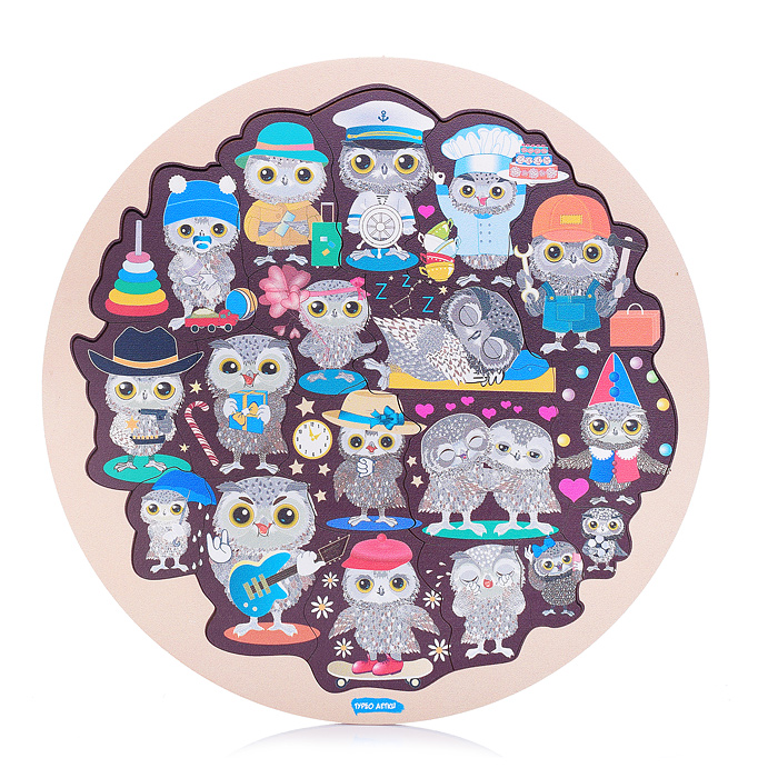 Пазл из дерева в рамке "Милые совушки" Пазл из дерева в рамке "Милые совушки"