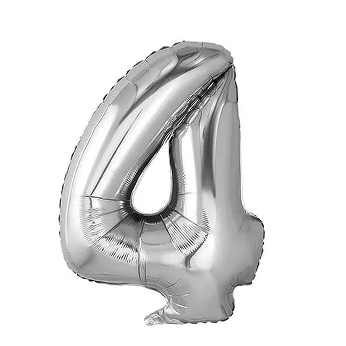 Шар фольгированный Цифра 4 40" Silver