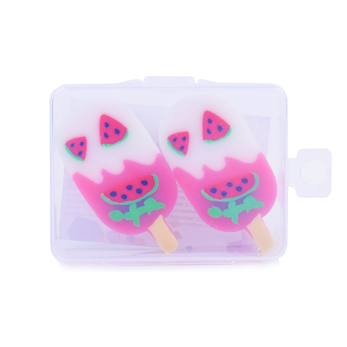 Ластик "Фруктовое мороженое", набор из 2 шт. в пластиковой коробочке, 3 вида в ассортименте
