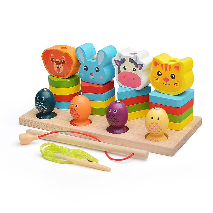 Игра логическая D1768 Пирамидка "Милые зверята" с рыбалкой