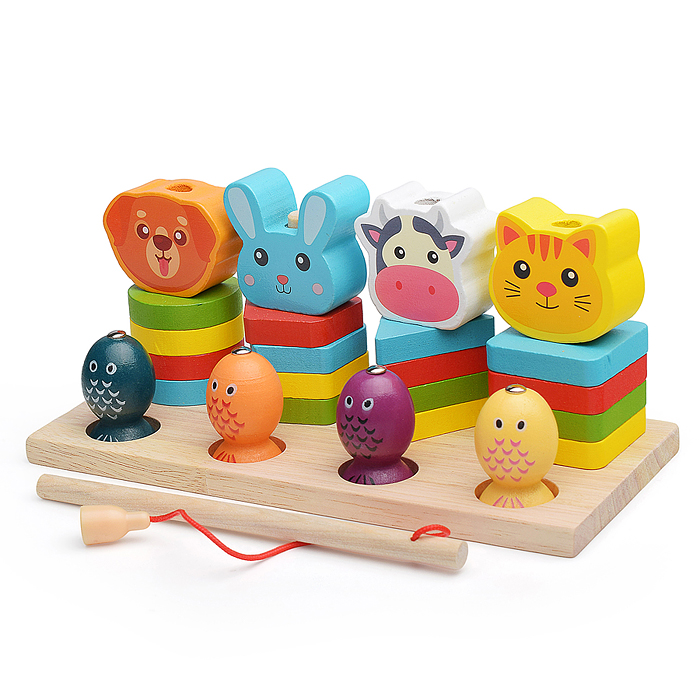 Игра логическая D1768 Пирамидка "Милые зверята" с рыбалкой