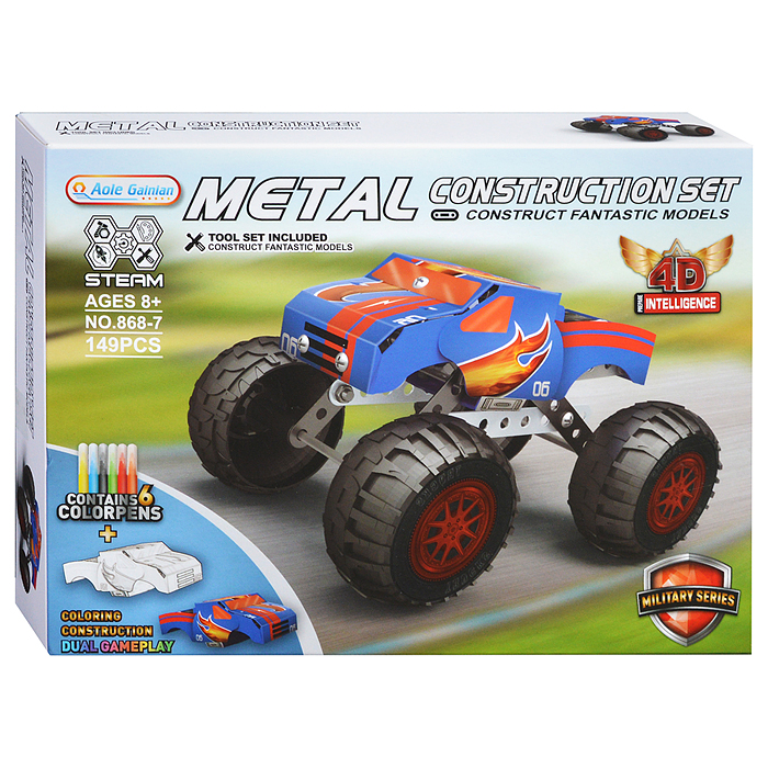 Конструктор металлический 868-7 "Авто" 149 дет., в коробке Конструктор металлический 868-7 "Авто" 149 дет., в коробке