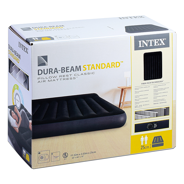 Фото к товару Матрас надувной с подголовником с технологией КВИН, 1.52*2.03*25см, 64150ND INTEX Матрас надувной с подголовником с технологией КВИН, 1.52*2.03*25см, 64150ND INTEX