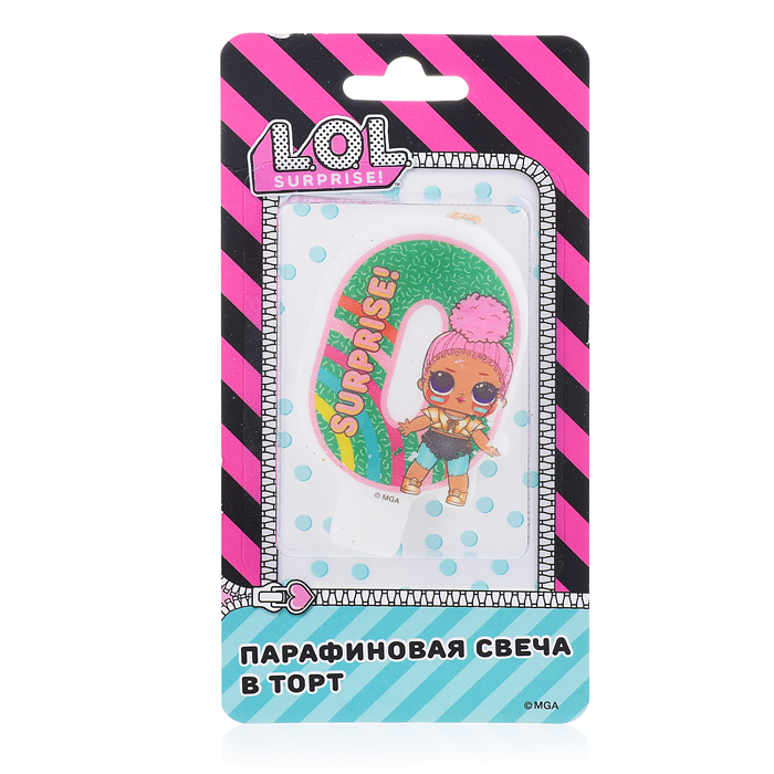 Парафиновая свеча в торт (цифра 0 с героем) LOL в блистере Парафиновая свеча в торт (цифра 0 с героем) LOL в блистере