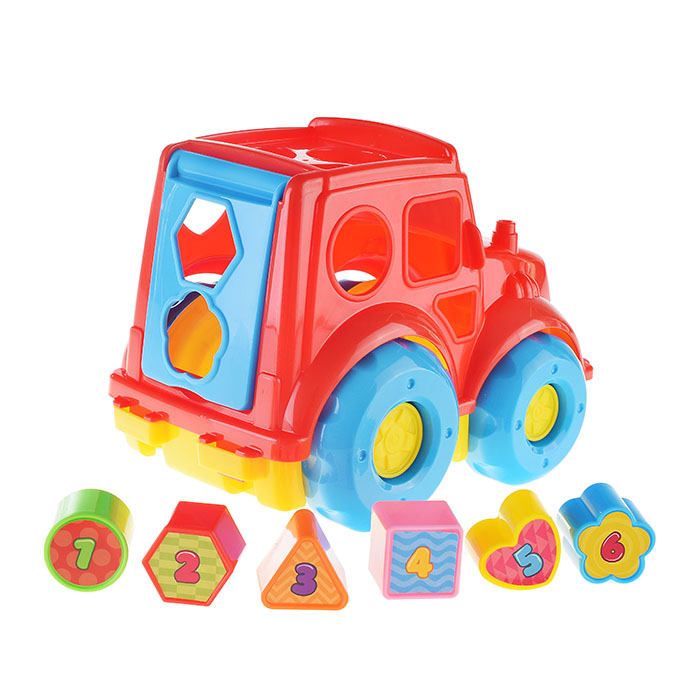 Фото к товару Игрушка развивающая "Трактор" (в сеточке) Игрушка развивающая "Трактор" (в сеточке)