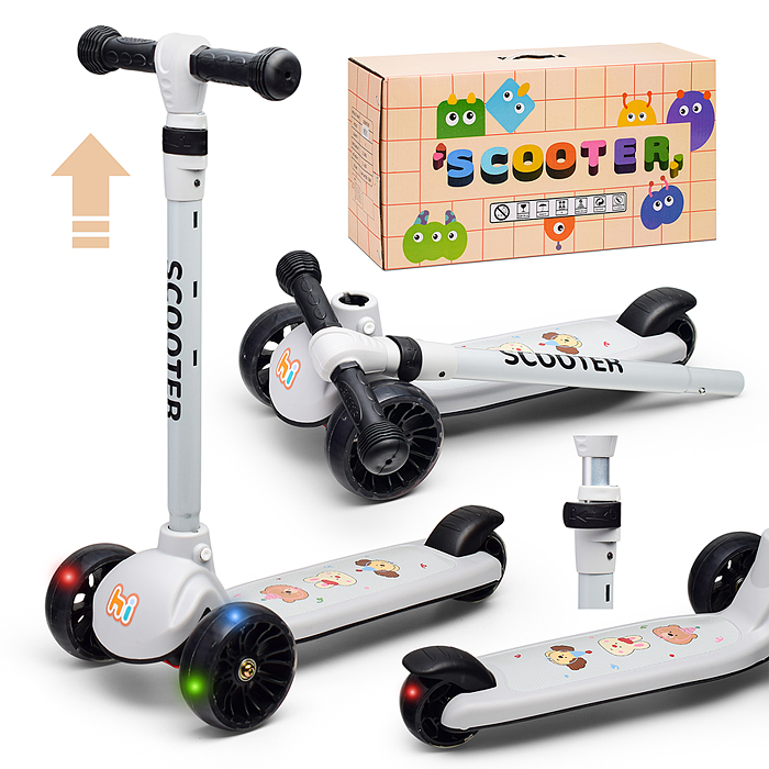 Самокат U001189Y 3-х кол., PU, цвет белый Самокат U001189Y 3-х кол., PU, цвет белый