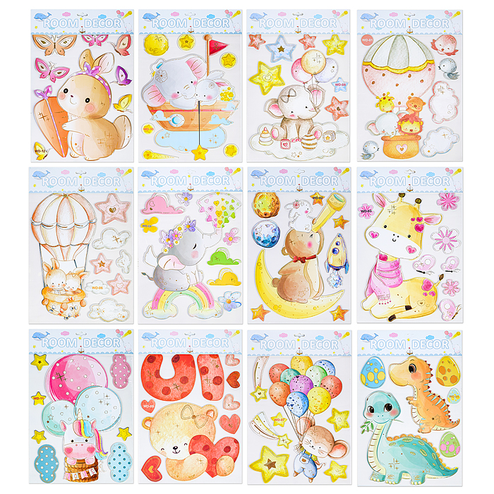 Наклейки интерьерные "Зверушки" МИКС самоклеющиеся фигурные ,объёмные размер наклейки 31* 48 см.. Наклейки интерьерные "Зверушки" МИКС самоклеющиеся фигурные ,объёмные размер наклейки 31* 48 см..