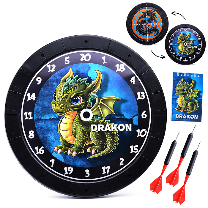Дартс круглый d 50 (+3 дротика) "Dracon"+блокнот Дартс круглый d 50 (+3 дротика) "Dracon"+блокнот
