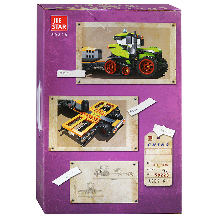 Конструктор 59228 "Трактор-культиватор" 415 дет. в коробке