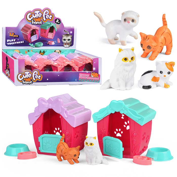 Набор питомцы 2401-5 "Мой котенок" с домиком, в коробке ( в ассортименте)