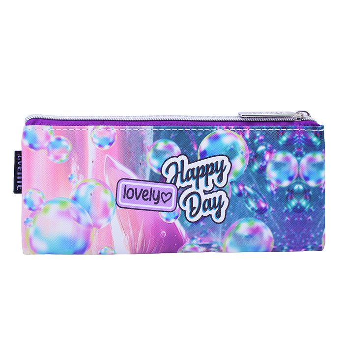 Пенал "Lovely Cat" 21,5x9x1 см, плоский для 35 предметов, на молнии, антивандальная искусст