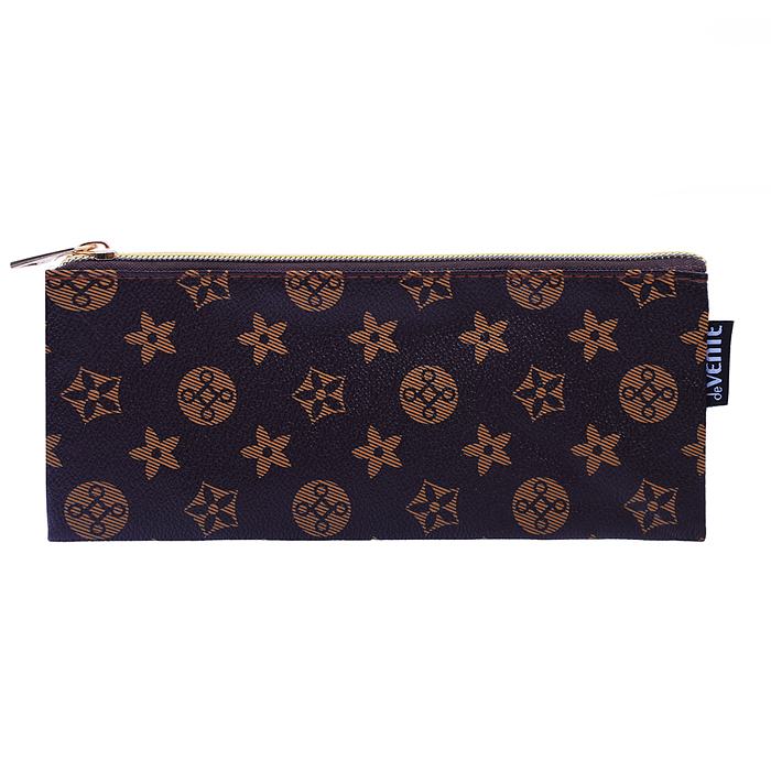 Пенал "Monogram" 21,5x9x1 см, плоский для 35 предметов, на молнии, искусственная кожа до -4