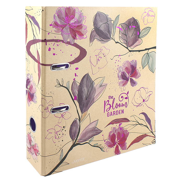 Папка с арочным механизмом "Bloom Garden" A4 75 мм картонная разобранная, крафт бумага, цве