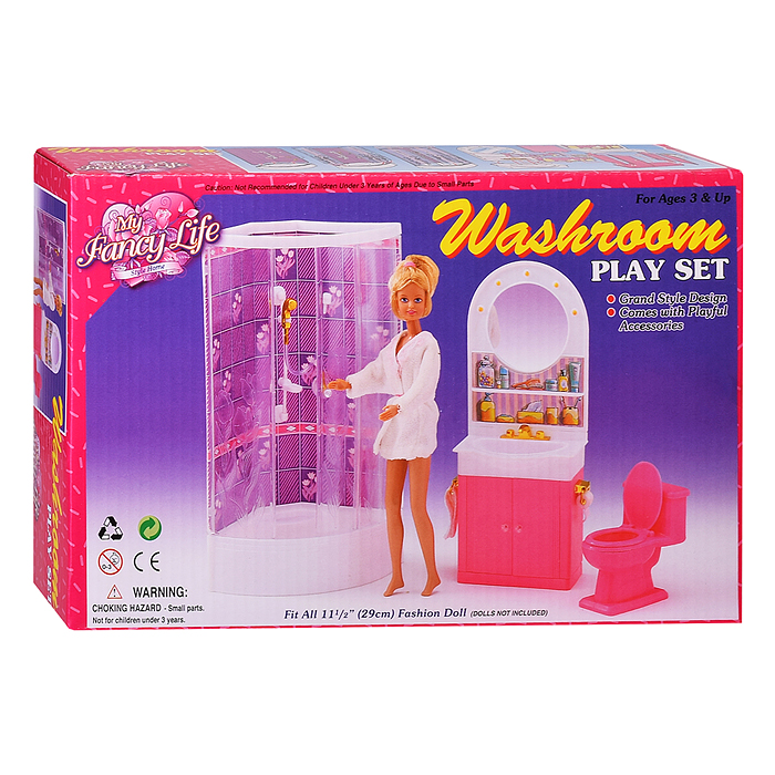 Фото к товару Набор мебели для кукол 98020 "Ванная комната с душевой кабиной" в коробке Набор мебели для кукол 98020 "Ванная комната с душевой кабиной" в коробке