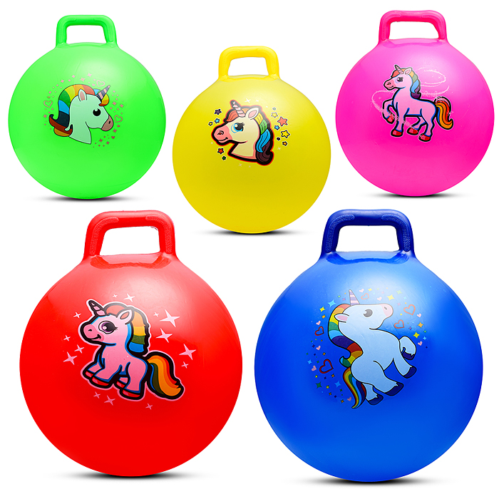 Мяч с ручкой 45см 00-1570 "Единорог" (цвет в ассортименте)