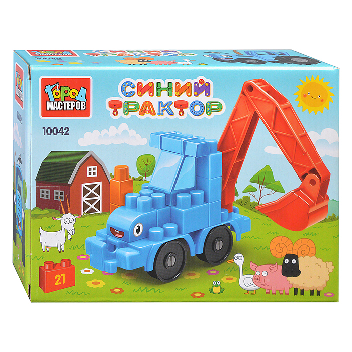 Конструктор большие кубики: Синий трактор, 21 дет. 