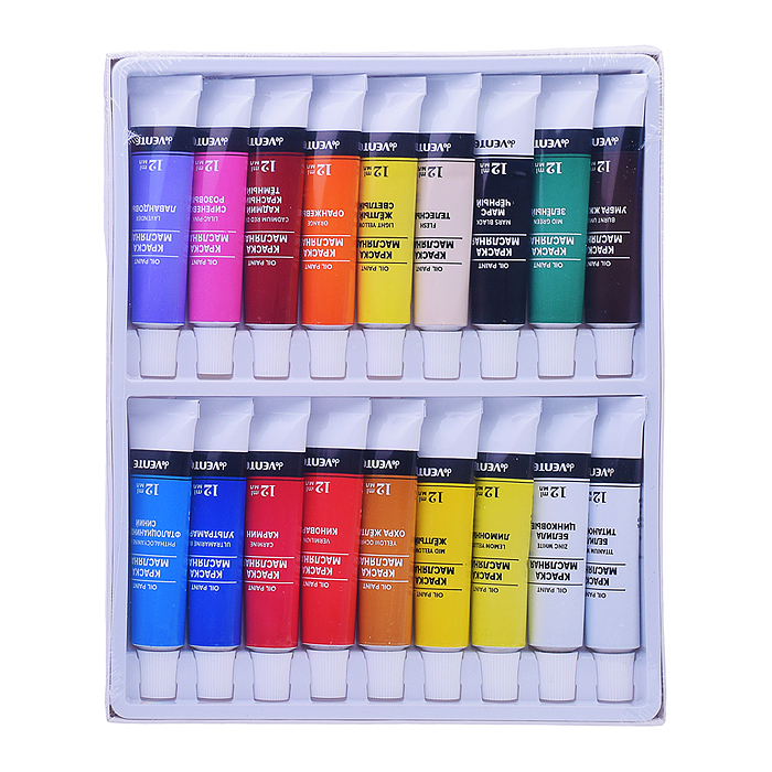 Фото к товару Краски масляные художественные 36 цветов по 12 мл, в алюминиевых тубах Краски масляные художественные 36 цветов по 12 мл, в алюминиевых тубах