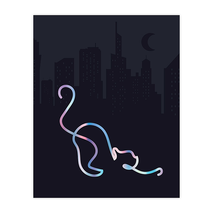 Тетрадь 48 л., клетка "Голографические кошки Sev"выб УФ, тиснение гологр фольгой