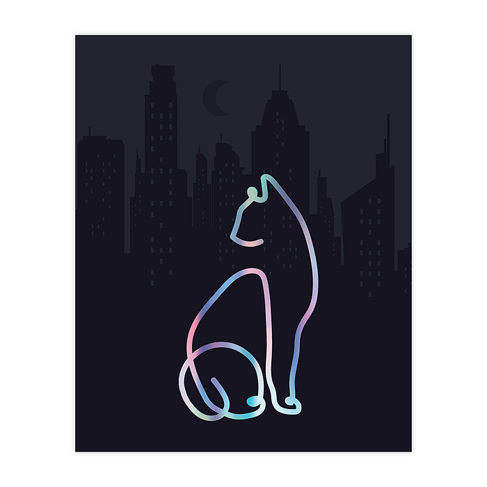 Тетрадь 48 л., клетка "Голографические кошки Sev"выб УФ, тиснение гологр фольгой