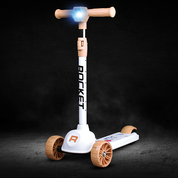 Фото к товару Самокат 3-х колесный ROCKET, белый Самокат 3-х колесный ROCKET, белый