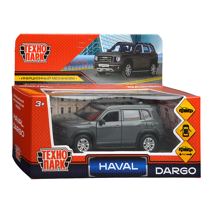 Фото к товару Машина металл Haval Dargo 12 см, (дв, багаж, темно-серый) инерц, в коробке Машина металл Haval Dargo 12 см, (дв, багаж, темно-серый) инерц, в коробке
