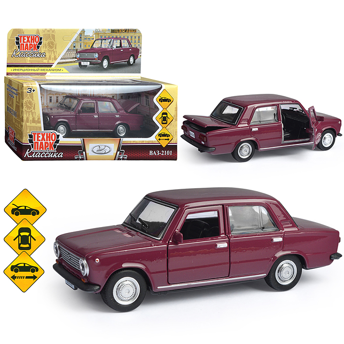 Машина металл ВАЗ-2101 12 см, (двери, багаж, фиолетовый) инерц, в коробке Машина металл ВАЗ-2101 12 см, (двери, багаж, фиолетовый) инерц, в коробке