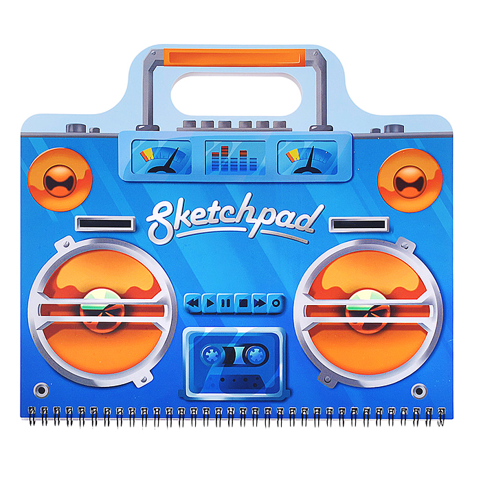 Скетчпад 60 л. "Магнитофон"белый офсет 120 г/м2 размер 295*260, гребень 