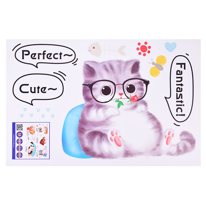 Интерьерная наклейка "Котики" 60x90 см, ПВХ, в пластиковом пакете с блистерным подвесом Интерьерная наклейка "Котики" 60x90 см, ПВХ, в пластиковом пакете с блистерным подвесом