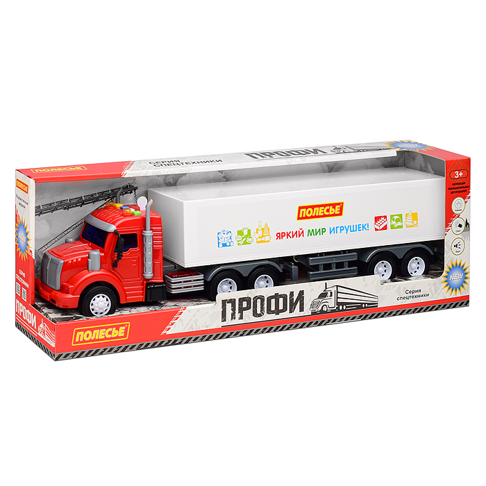 Фото к товару Автомобиль-тягач "Профи" с полуприцепом инерционный (со светом и звуком) (красно-белый) (в коробке) Автомобиль-тягач "Профи" с полуприцепом инерционный (со светом и звуком) (красно-белый) (в коробке)