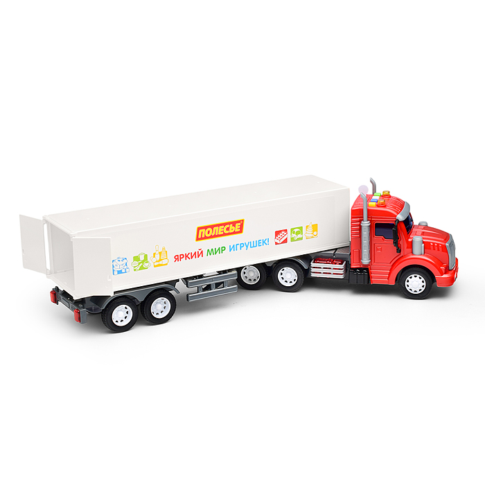 Фото к товару Автомобиль-тягач "Профи" с полуприцепом инерционный (со светом и звуком) (красно-белый) (в коробке) Автомобиль-тягач "Профи" с полуприцепом инерционный (со светом и звуком) (красно-белый) (в коробке)