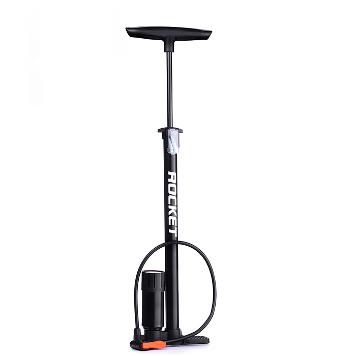 Фото к товару Насос велосипедный ручной Rocket,Т-образная ручка, монометр, AV/FV Насос велосипедный ручной Rocket,Т-образная ручка, монометр, AV/FV