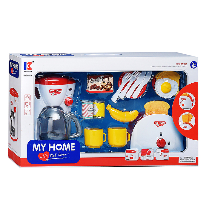 Фото к товару Набор бытовой техники 3202A "Кофеварка, тостер" с аксессуарами, в коробке Набор бытовой техники 3202A "Кофеварка, тостер" с аксессуарами, в коробке