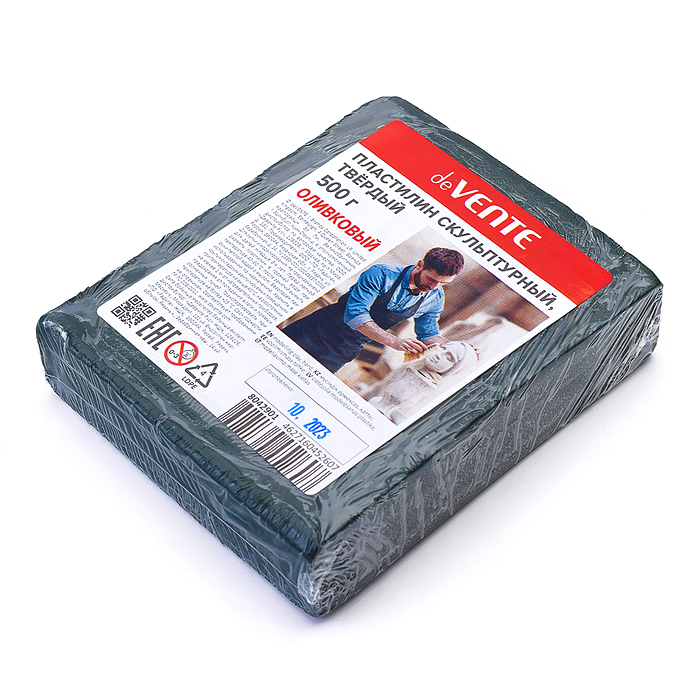 Пластилин скульптурный, оливковый, 500 г, пленка, твердый Пластилин скульптурный, оливковый, 500 г, пленка, твердый