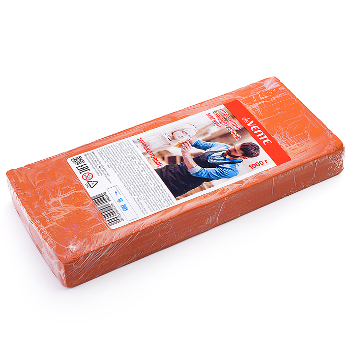 Пластилин скульптурный, терракотовый, 1000 г, пленка, мягкий Пластилин скульптурный, терракотовый, 1000 г, пленка, мягкий