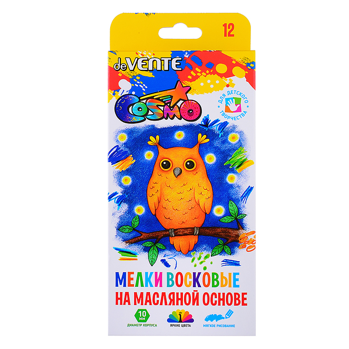 Мелки пастельные масляные"Cosmo" 12 цветов, шестигранное сечение 74x10 мм, в картонной коро Мелки пастельные масляные"Cosmo" 12 цветов, шестигранное сечение 74x10 мм, в картонной коро