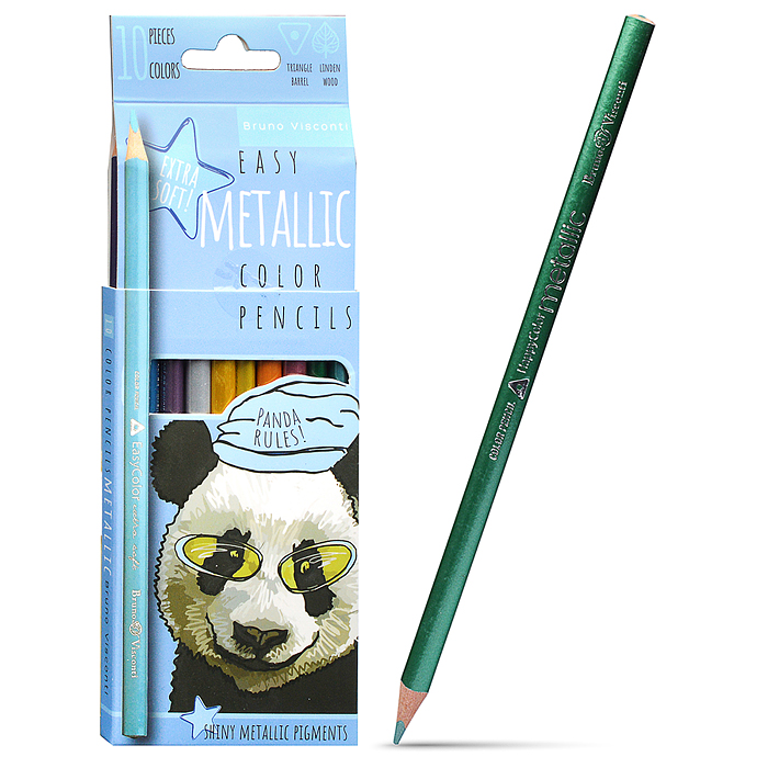 Карандаши цветные "Easycolor" металлизированные, 10 цв.