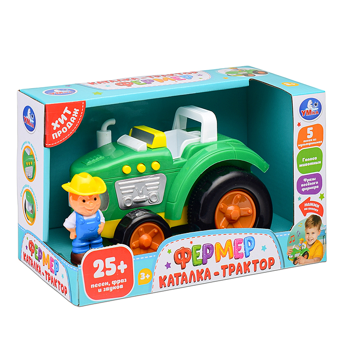 Каталка-трактор Фермер (25 песен, стихов и звуков) в коробке