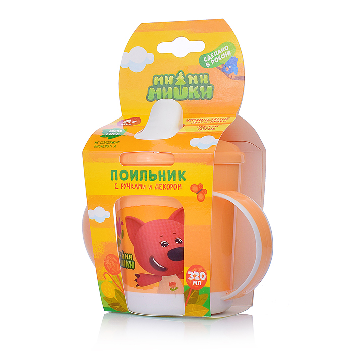 Фото к товару Поильник с ручками и декором "Ми-ми-мишки", 320мл (оранжевый) Поильник с ручками и декором "Ми-ми-мишки", 320мл (оранжевый)