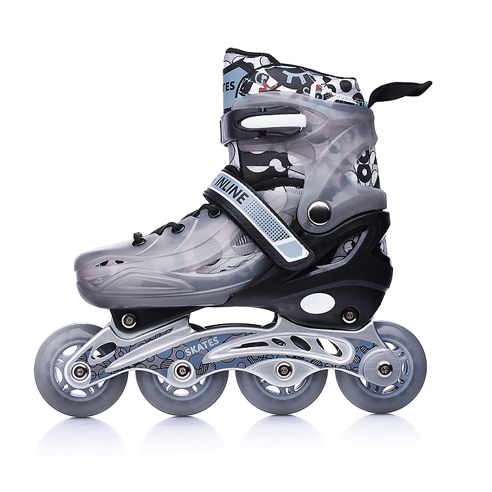 Фото к товару Ролики детские U011004Y (размер M) серый, в сумке Ролики детские U011004Y (размер M) серый, в сумке