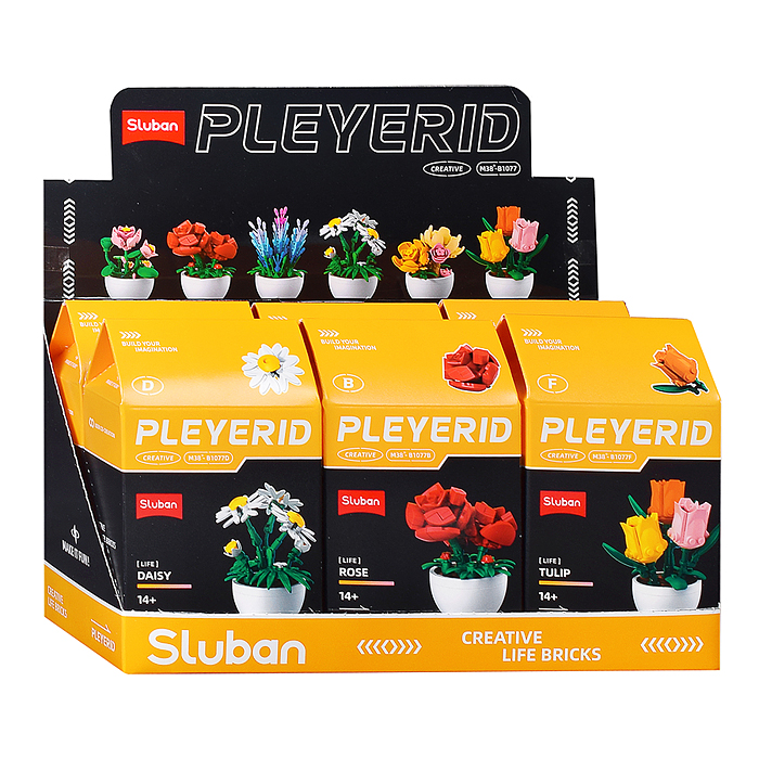 Конструктор M38-B1077 "Цветы в горшке" в ассортименте, (упак. 6шт.) в коробке