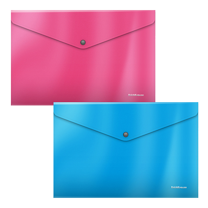 Набор из 4 папок-конвертов пластиковых Glossy Bubble Gum, арома, A4, непрозрачный, ассорти